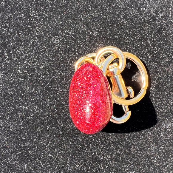 Coach Heart Bag Charm Key Ring Pink Glitter Resin And Metal Dog Leash Clip - Picture 7 of 10